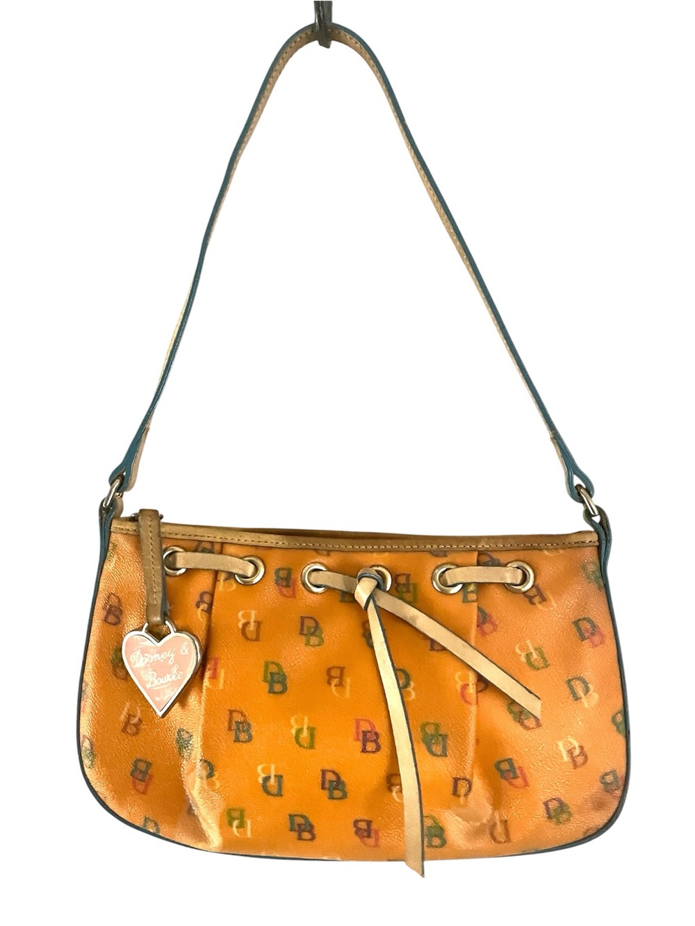 Vintage Dooney & Bourke Orange Multicolor Logo-Print Shoulder Bag